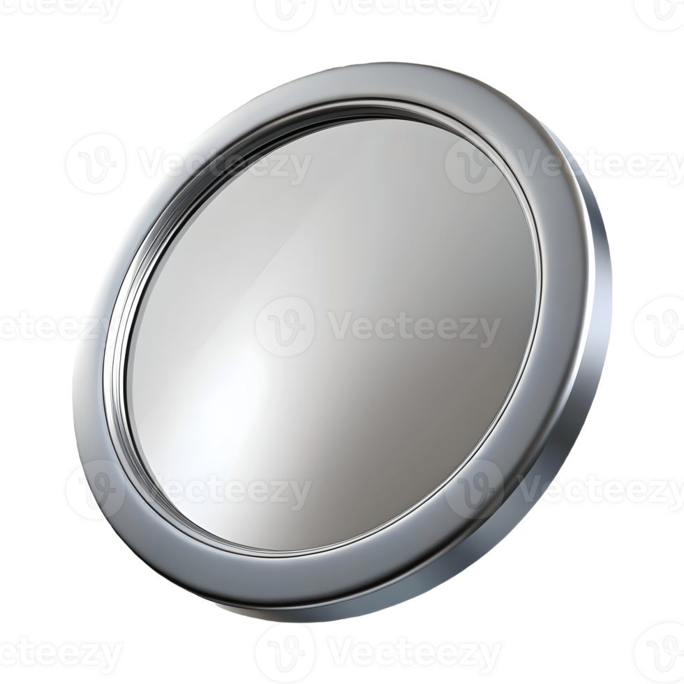 Sleek Round Silver Framed Mirror Reflecting Light, Minimalist Design, Modern Home Decor, Isolated on Transparent Background png