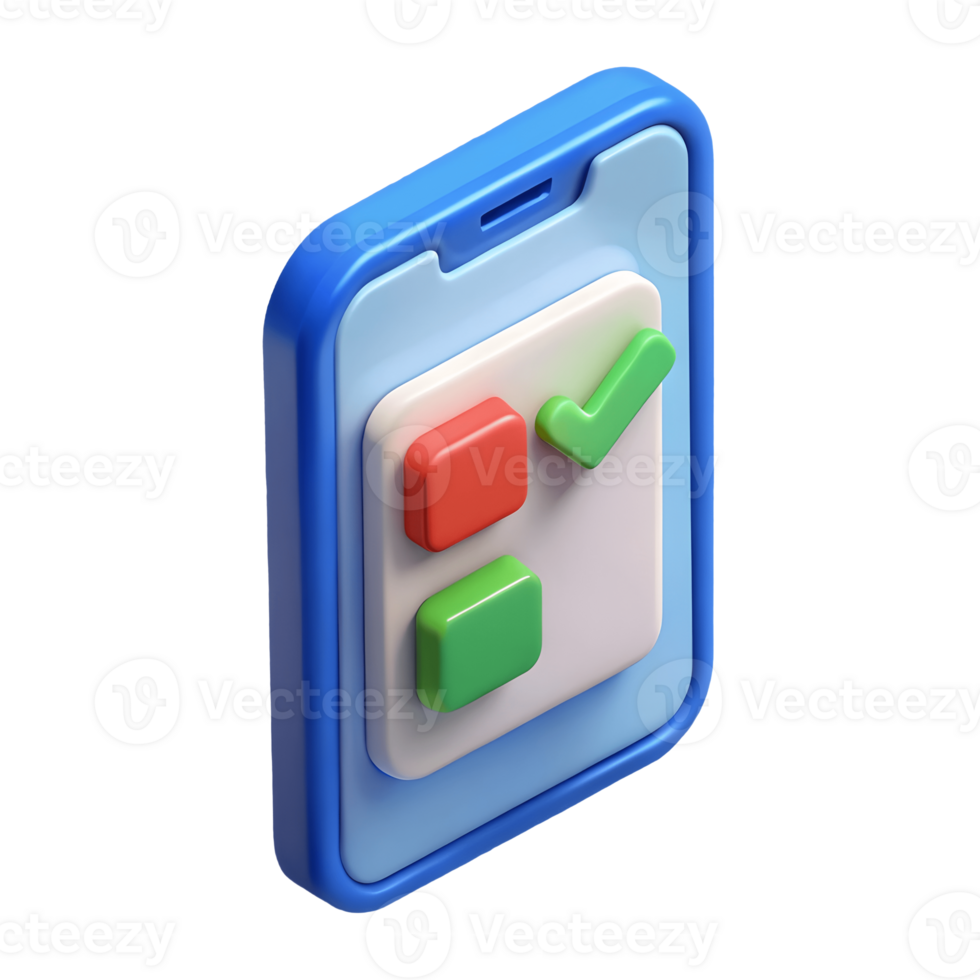 3D Smartphone Checklist App Task Management, Mobile Productivity, Seamless Approval, Illustration Transparent Background png