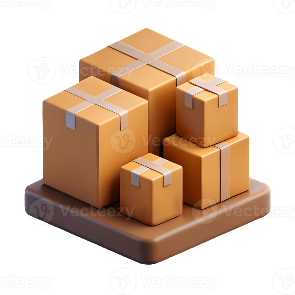 Stacked Brown Shipping Boxes on Platform Delivery, Packaging, and Logistics Icon Transparent Background png