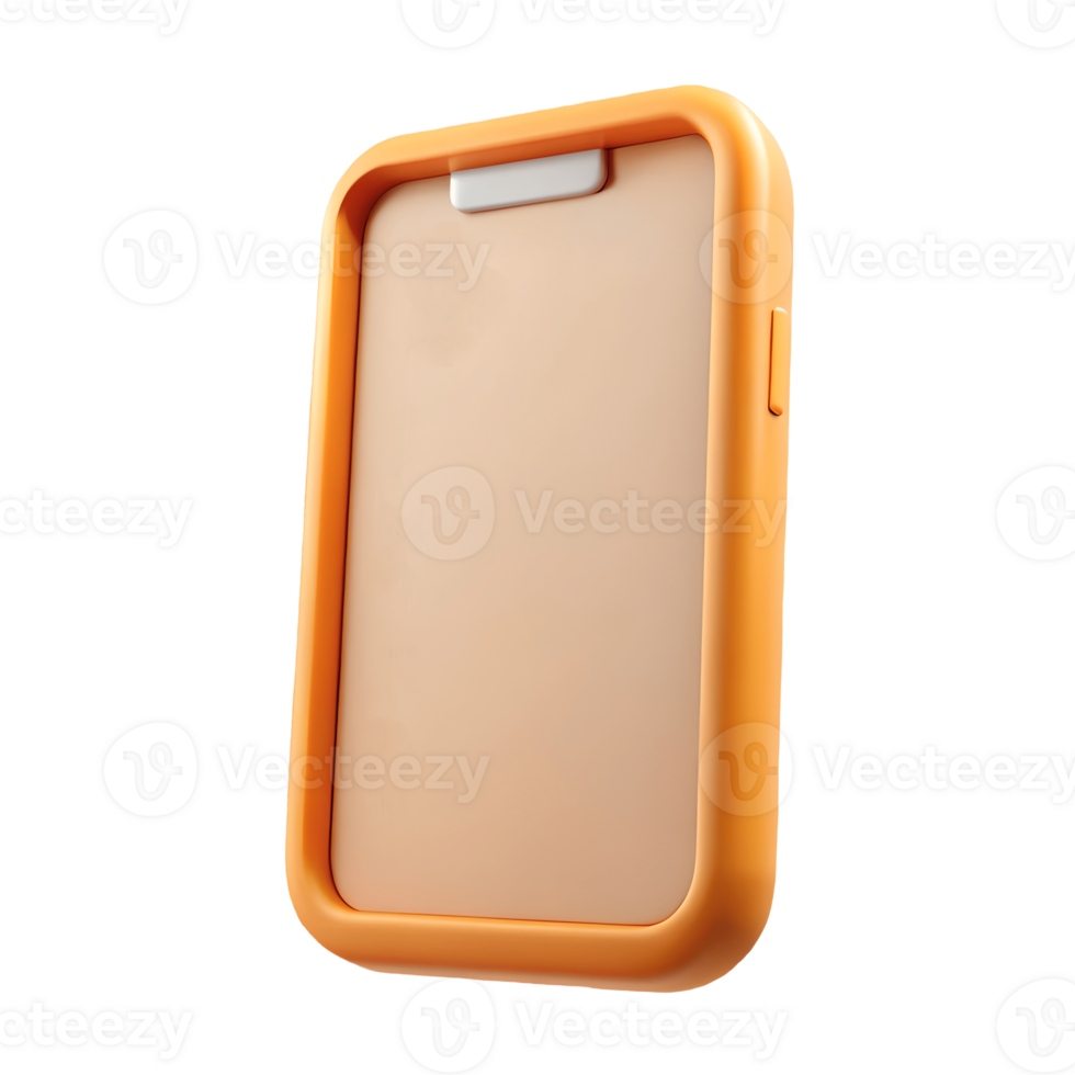 Isolated 3D Orange Mobile Phone Mockup with Clean Design, Modern Technology, and Blank Screen for App Presentation Transparent Background png