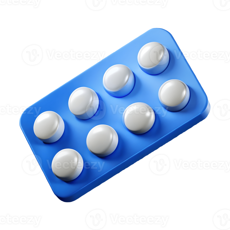 Blister Pack of White Pills Healthcare, Medication, and Pharmaceutical Supplies in a Clean, Isolated Setting Transparent Background png