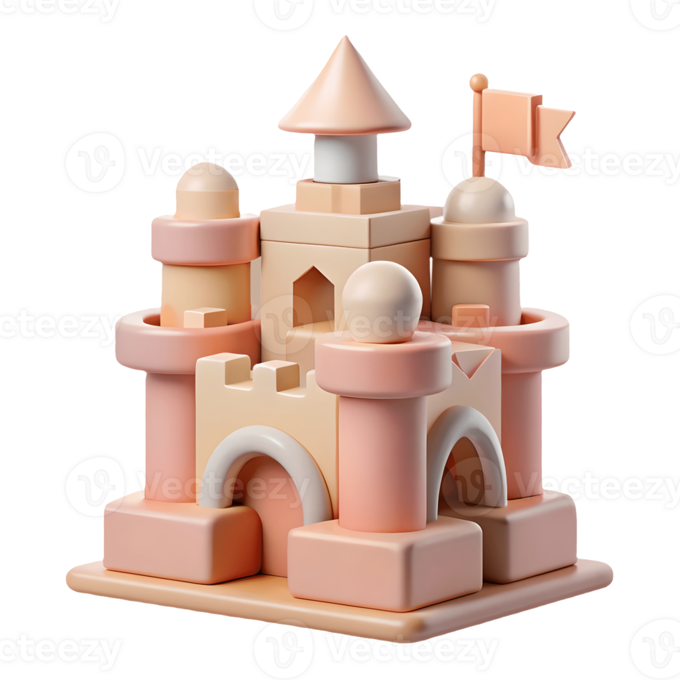 Pastel Wooden Castle Toy Childhood Dreams, Playful Architecture, Soft Colors, Creative Building, Imaginative Play, Childrens Toy, Nursery Decor, Whimsical Design Transparent Background png
