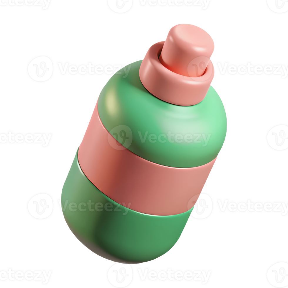 Isolated 3D Render of Green and Pink Spray Bottle, Clean Background, Minimalist Design, Beauty Product Concept Transparent Background png
