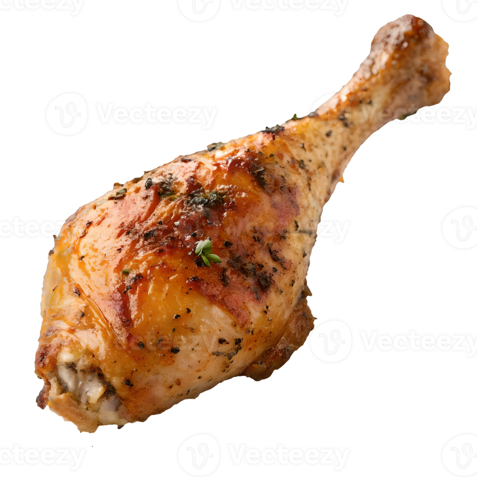 Roasted Chicken Leg Quarter Isolated on, Golden Brown Skin, Herbs, Appetizing Food, Healthy Eating Transparent Background png