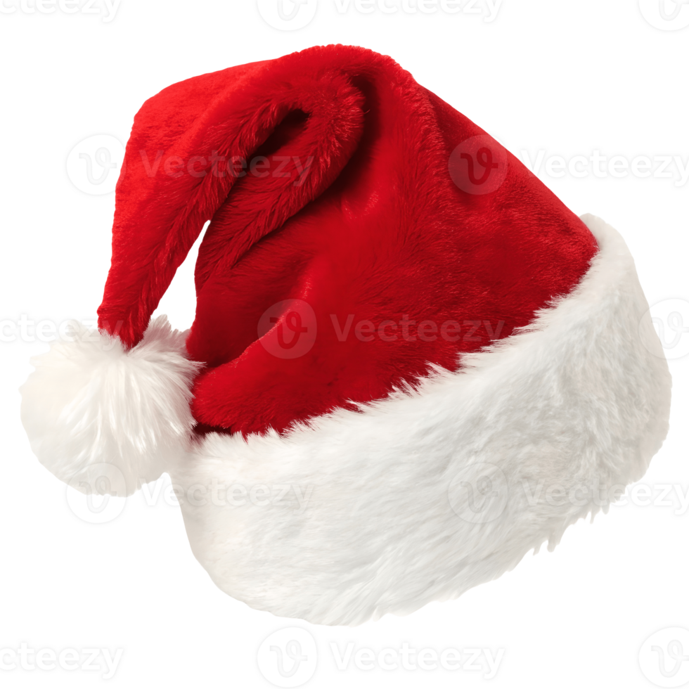 Festive Red Santa Hat Isolated on Christmas Holiday Celebration, Traditional Santa Claus Costume Accessory, Seasonal Joy Transparent Background png