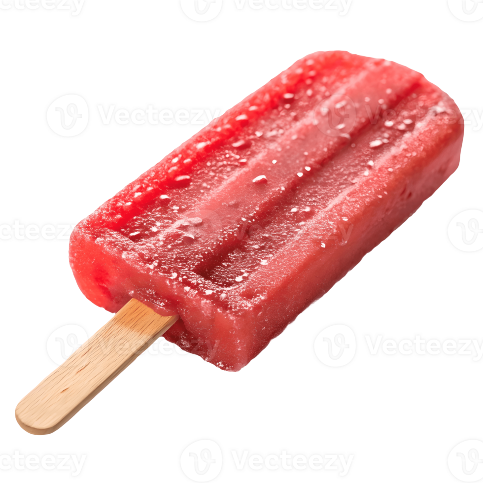Refreshing Red Watermelon Popsicle on Wooden Stick, Summer Treat, Frozen Dessert, Sweet Snack, Isolated on, Close-Up Shot Transparent Background png