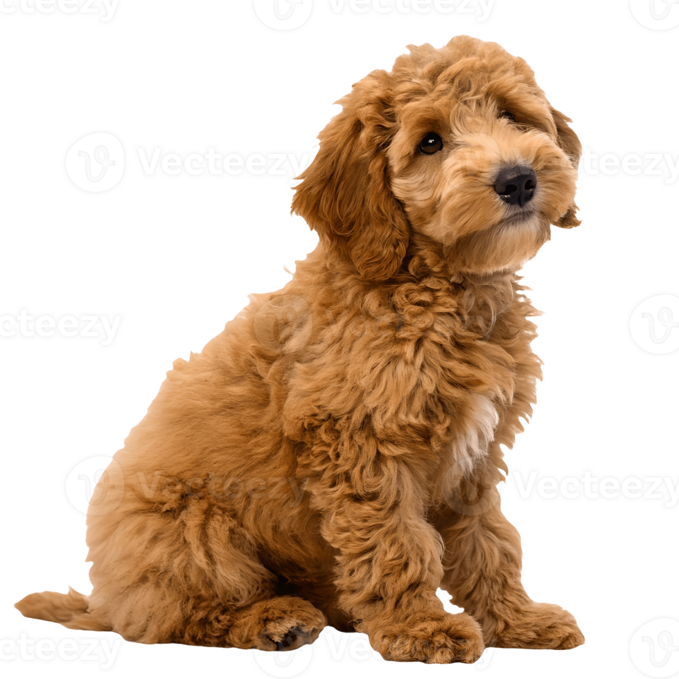 Adorable Cockapoo Puppy Sitting Calmly on, Golden Fur, Charming Dog Portrait, Cute Pet, Canine Friend, Domestic Animal Transparent Background png