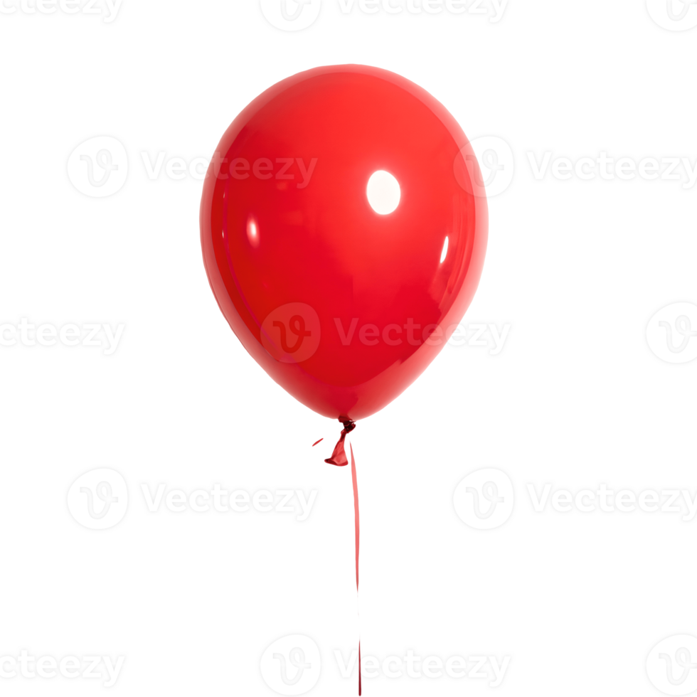 Vibrant Red Balloon Floating in Empty White Space, Symbolizing Celebration, Joy, and Festive Occasions with a Single Shiny Highlight Transparent Background png