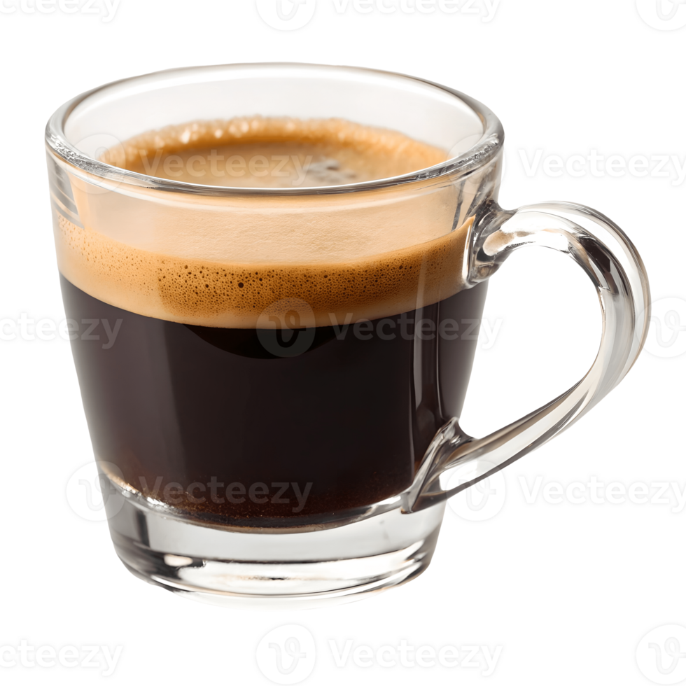 Close-up of Espresso Shot in Clear Glass Cup with Rich Crema on Transparent Background png