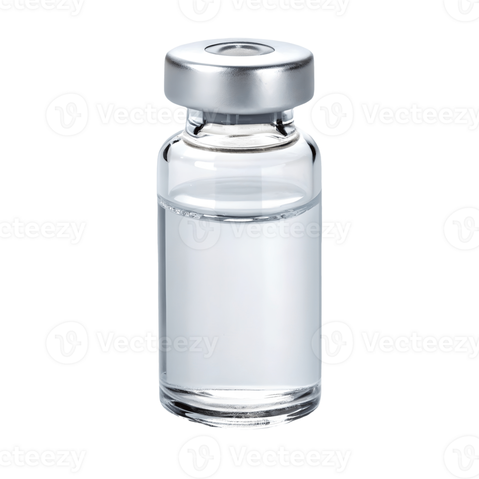 Pharmaceutical Vial with Clear Liquid on Vaccine, Medication, and Healthcare Image Transparent Background png