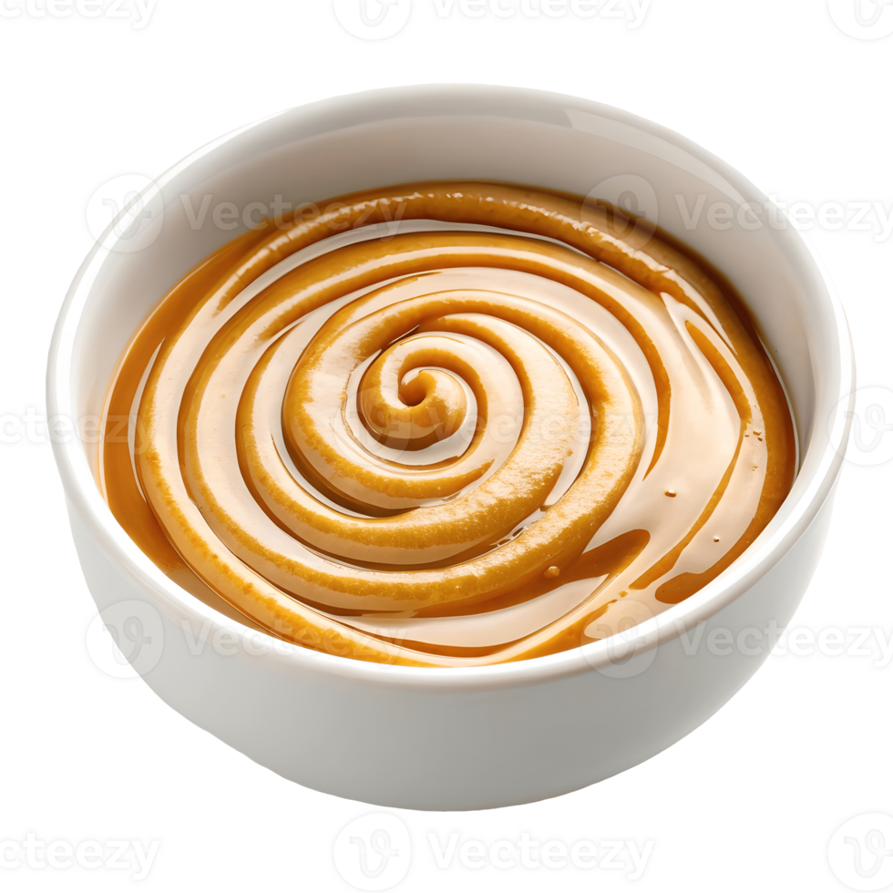 Creamy Peanut Butter Swirl in White Bowl Delicious, Smooth, and Appealing Food Photography Transparent Background png