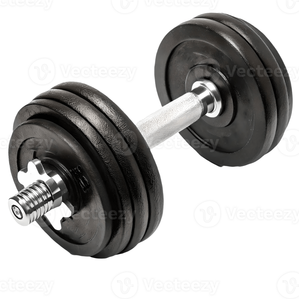 Adjustable Dumbbell Weightlifting Equipment Black Plates, Silver Handle, Strength Training, Fitness, Exercise, Home Gym, Muscle Building, Isolated, Professional, Sport Transparent Background png