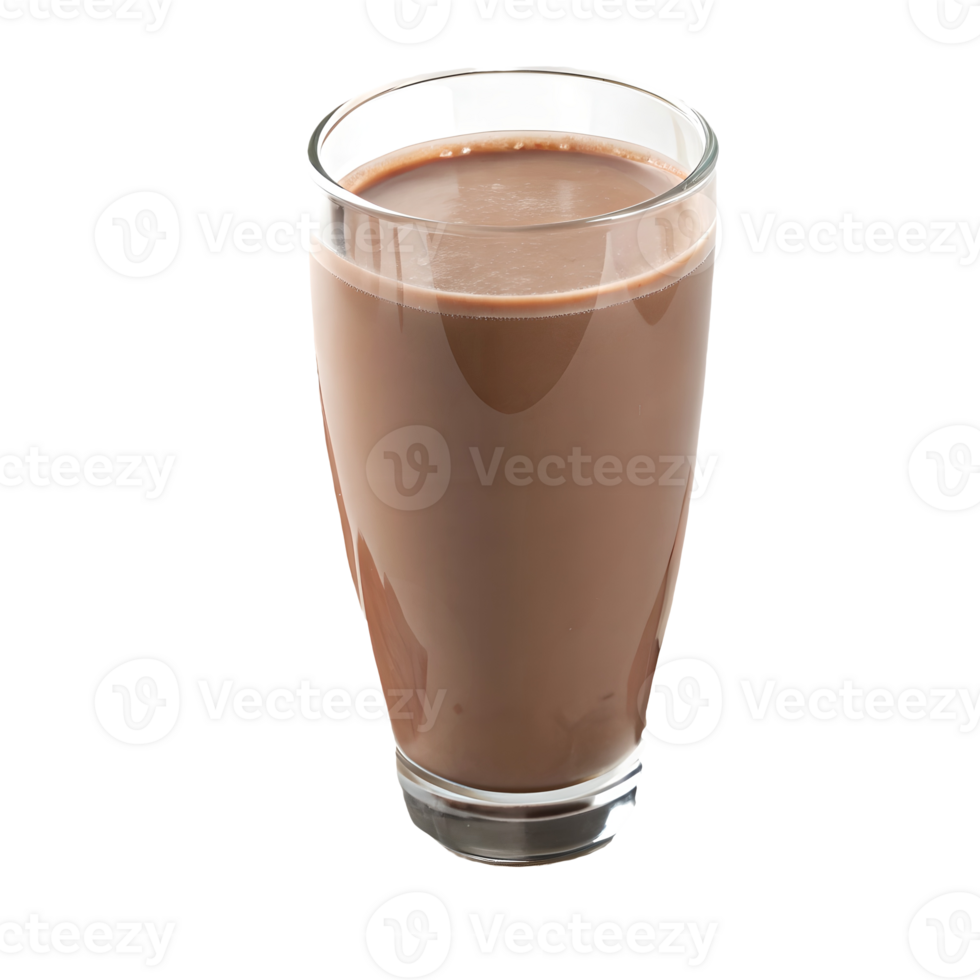 Refreshing Glass of Chocolate Milk Isolated on White, Delicious Dairy Drink, Cold Beverage, Nutritious Breakfast, Sweet Treat, Healthy Indulgence Transparent Background png
