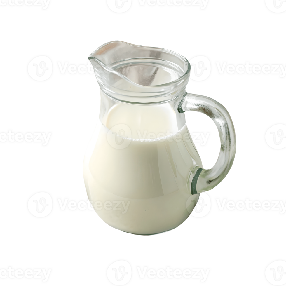 Glass Pitcher of Fresh White Milk Isolated on, Healthy Beverage, Dairy Product, Nutritious Drink, Clear Glassware, Liquid Refreshment Transparent Background png