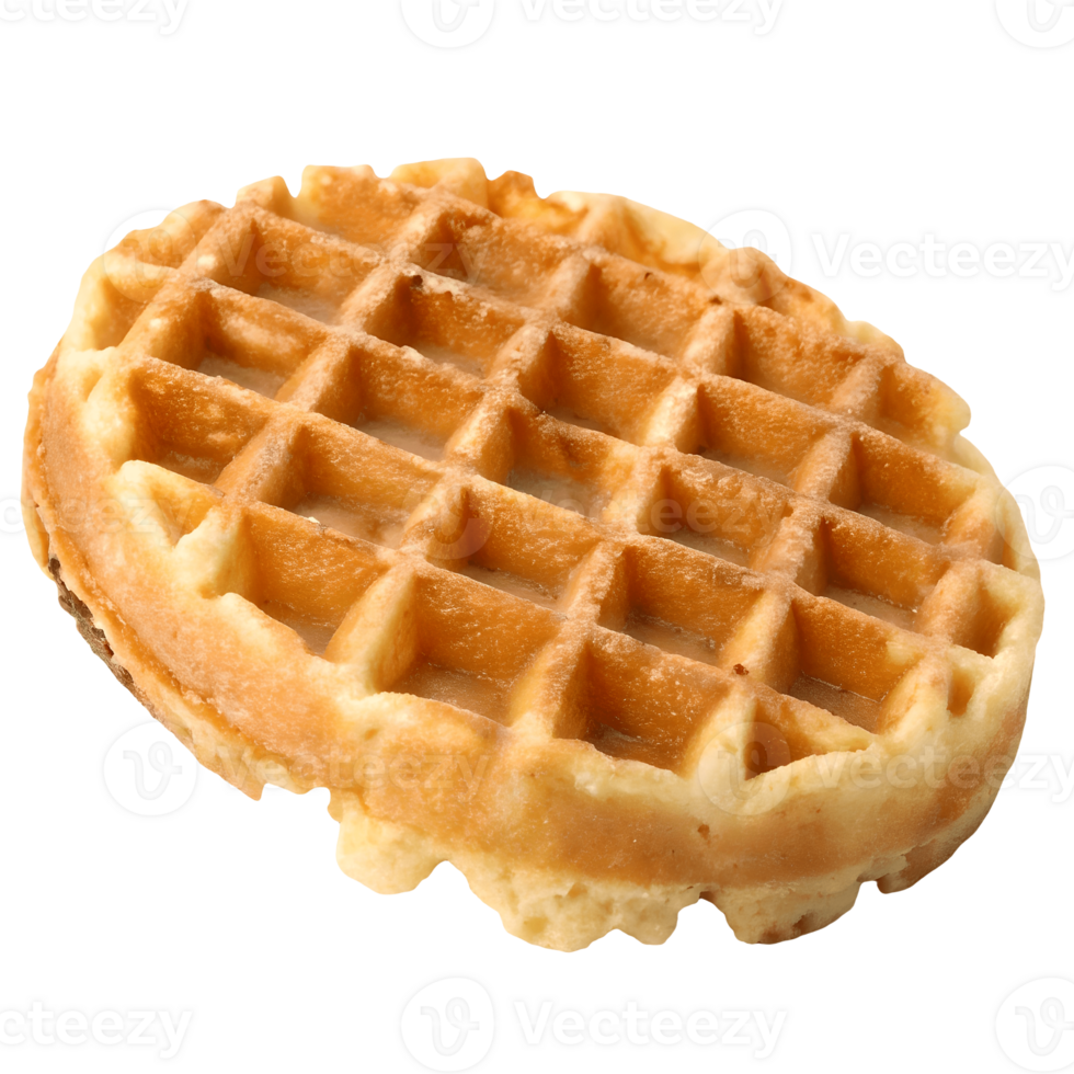 Golden Brown Waffle Delight Freshly Cooked Breakfast Treat with Crispy Texture on, Perfect for Food Photography and Culinary Content Transparent Background png