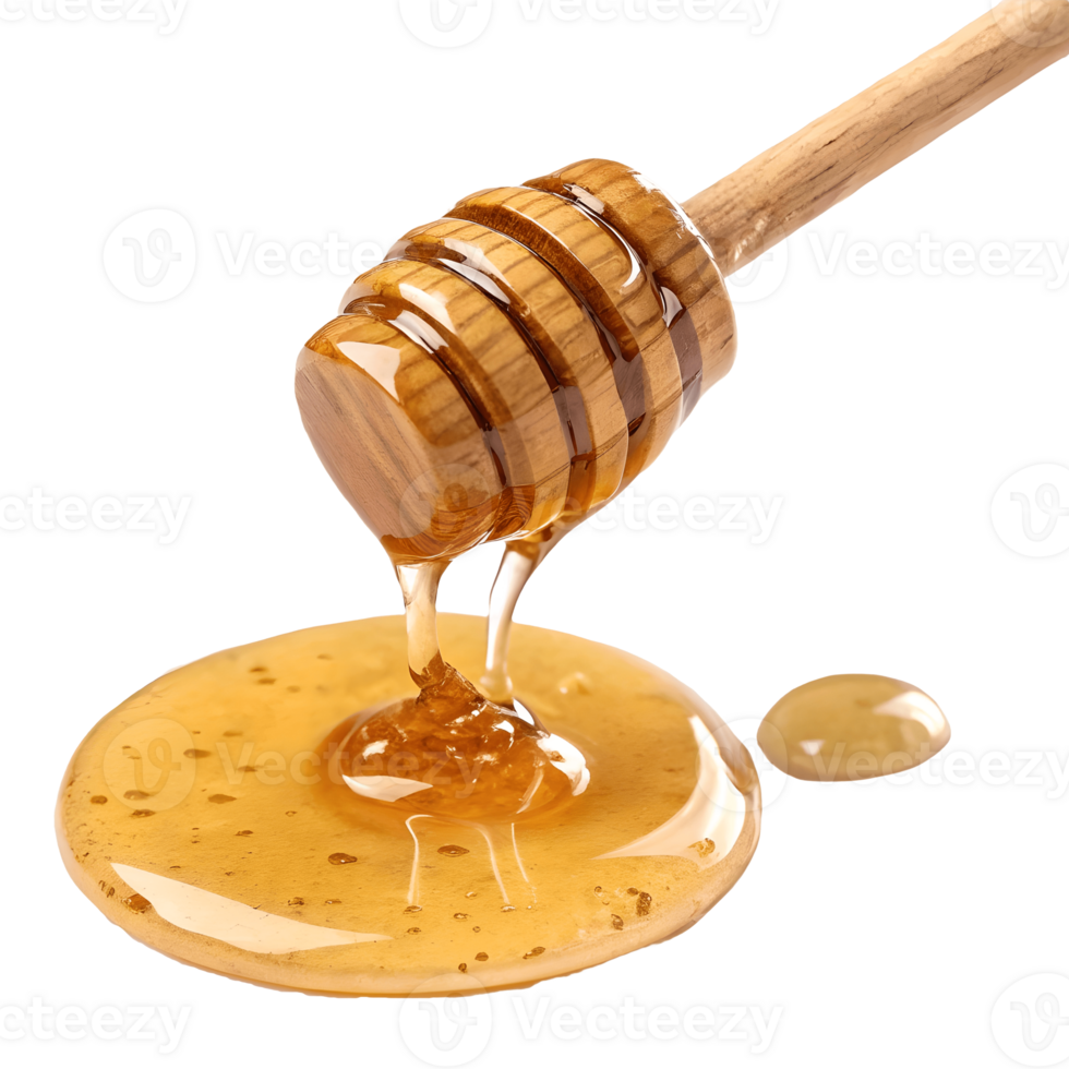 Golden Honey Dripping from Wooden Dipper Sweet Treat, Natural Food, Gourmet Ingredient, Healthy Lifestyle, Delicious, Organic Transparent Background png
