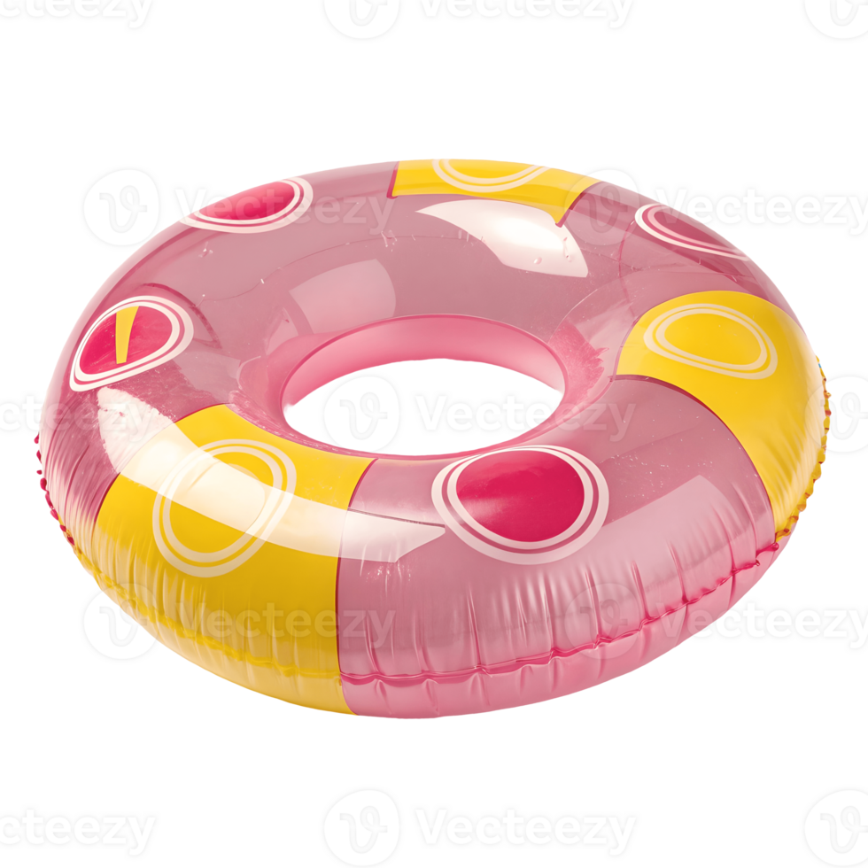 Pink and Yellow Inflatable Swim Ring for Summer Fun, Pool Float, Water Safety, Isolated on, Summer Vacation Transparent Background png