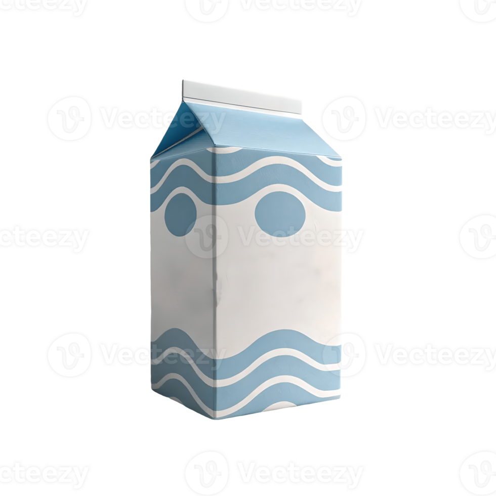 Isolated Milk Carton with Blue Wave Design, Fresh Drink Packaging,, Creative Product Mockup Transparent Background png