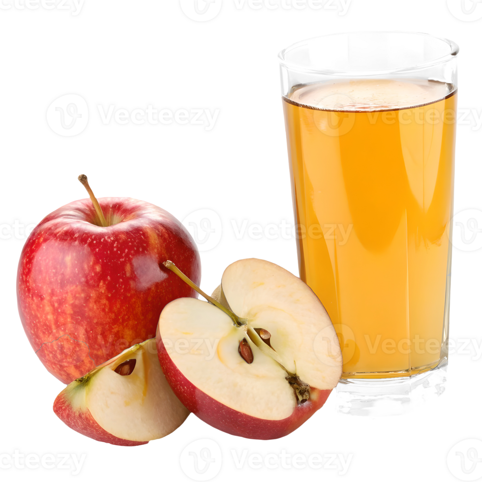 Fresh Apple Juice with Sliced Red Apples Still Life, Healthy Drink, Natural Beverage, Refreshment, Clean, Bright Transparent Background png