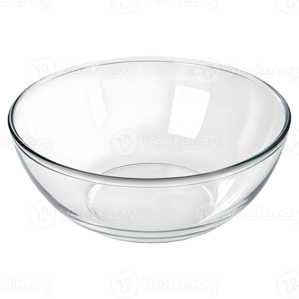 Empty Clear Glass Mixing Bowl on Kitchenware, Food Preparation, Modern Kitchen Utensil, Transparent Glassware, Minimalist Photography, Studio Shot, Cooking Concept Transparent Background png