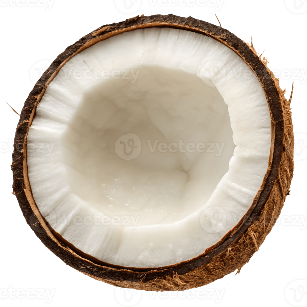 Fresh Half Coconut Tropical Fruit Delight, Healthy Eating, Close-Up, Food Photography, Nutritious Treat Transparent Background png