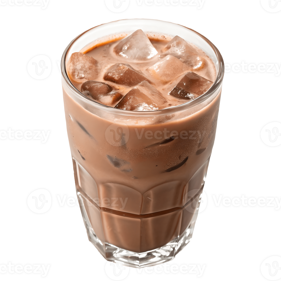 Refreshing Iced Chocolate Drink Cold, Creamy, and Delicious in a Glass Transparent Background png