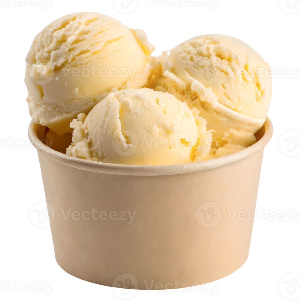Creamy Vanilla Ice Cream Cup Refreshing Dessert Delight, Cold Treat, Summer Indulgence, Vanilla Flavor, Delicious, Sweet, Isolated Transparent Background png