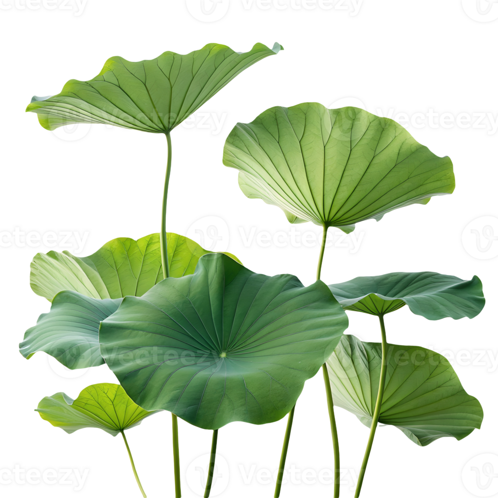 Lush Green Lotus Leaves Display Serene Botanical Scene on Freshness, Nature, Calm, Growth Transparent Background png
