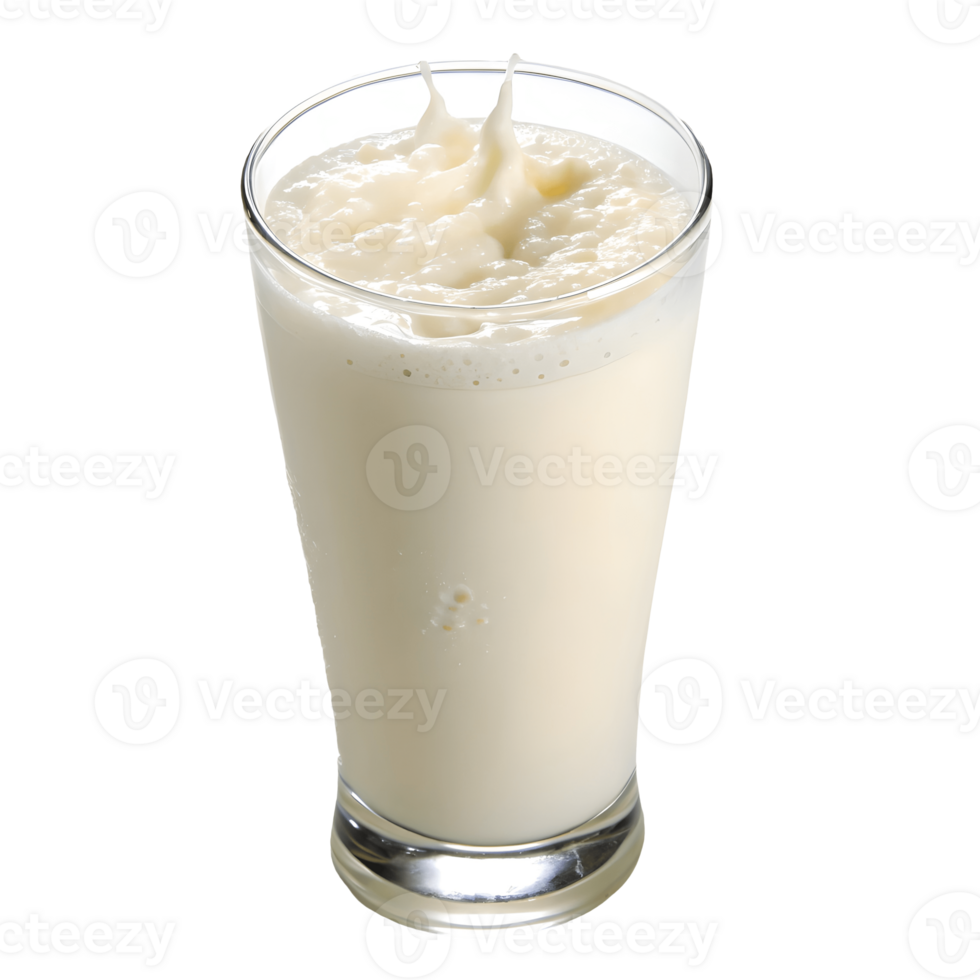 Refreshing Milkshake Splash Creamy Vanilla Beverage in a Glass, Cold Drink Delight, Studio Shot Transparent Background png