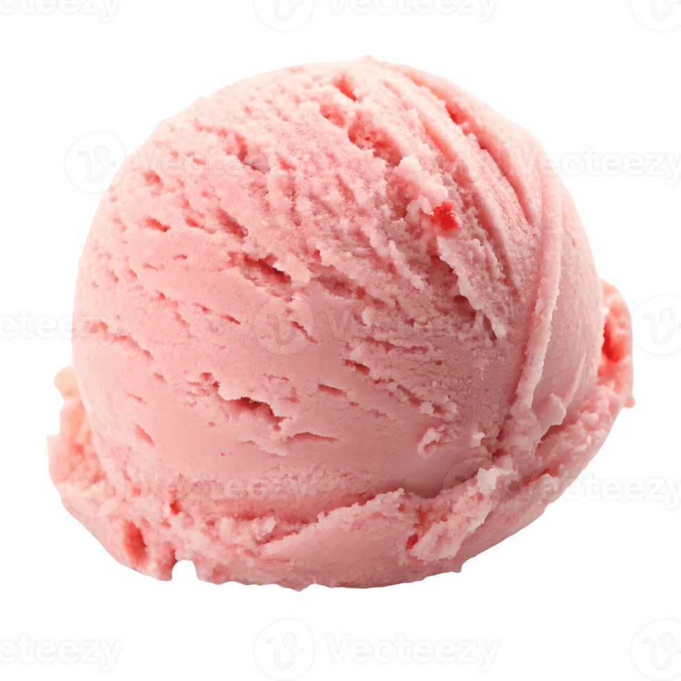 Delicious Strawberry Ice Cream Scoop Sweet Dessert Treat, Creamy Texture, Frozen Food Photography Transparent Background png