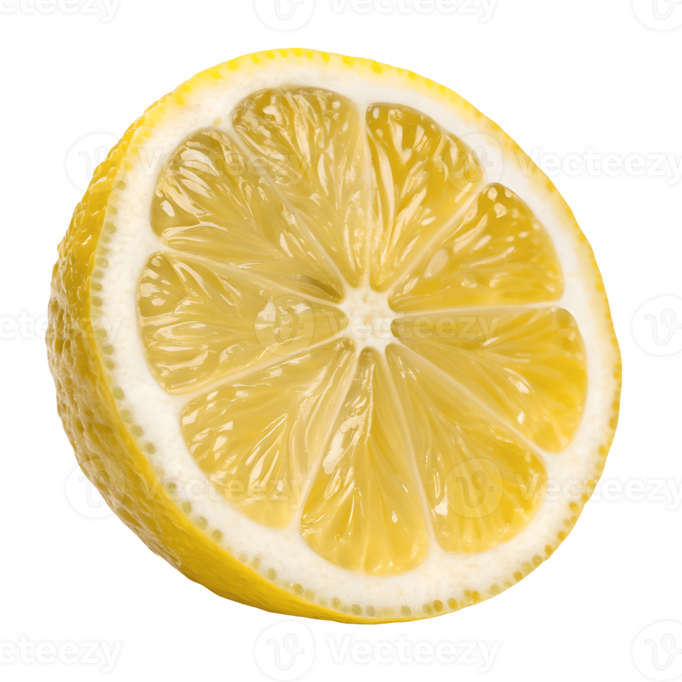 Fresh Lemon Slice Closeup Vibrant Yellow Citrus Fruit Still Life, Healthy Eating Ingredient, Vitamin C Source, Culinary Use Transparent Background png