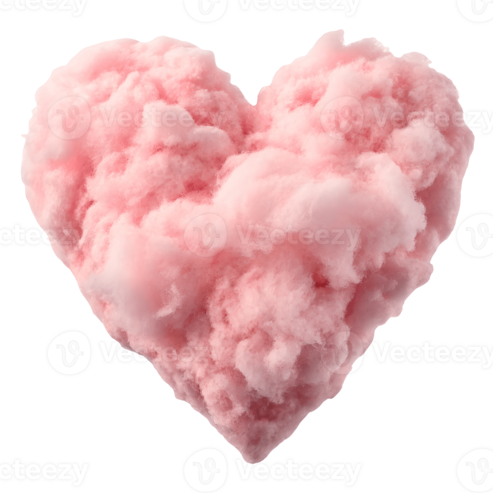 Fluffy Pink Heart Cloud Romantic Valentines Day Symbolism on Love, Affection, and Dreamy Texture Transparent Background png