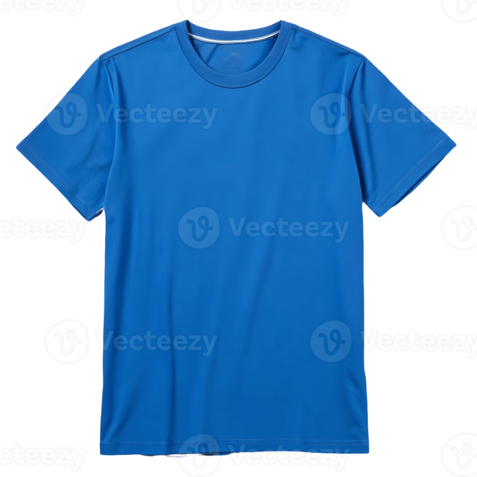 Royal Blue Crew Neck TShirt Mockup, Casual Fashion Apparel, Plain Cotton Tee, Studio Shot, Mens Clothing, Summer Style, Product Photography Transparent Background png
