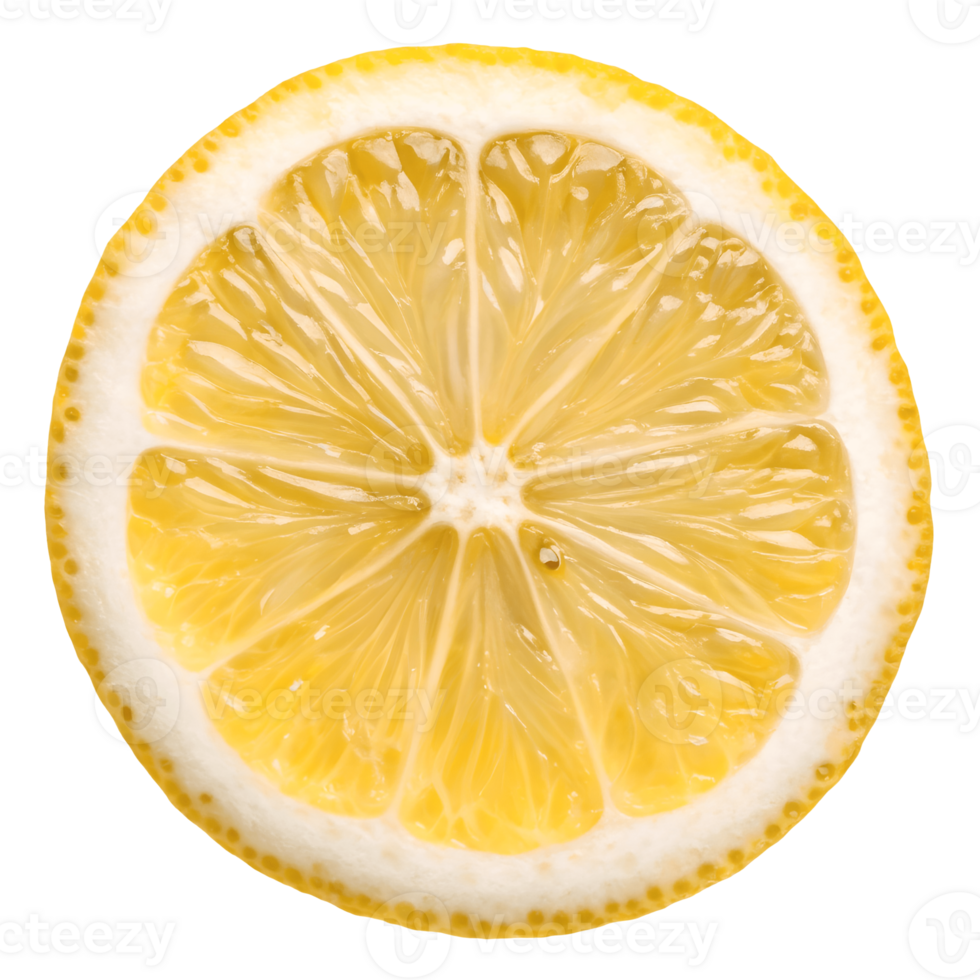 Juicy Lemon Slice Vibrant Yellow Citrus Fruit Detail on Refreshing Ingredient for Cooking and Beverage Transparent Background png