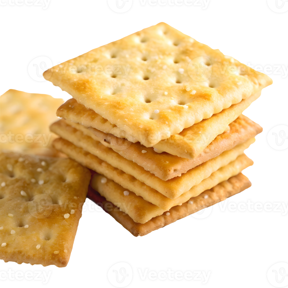 Stacked Square Crackers Crispy Golden Snacks for Snacking, Appetizers, and Culinary Delights Transparent Background png