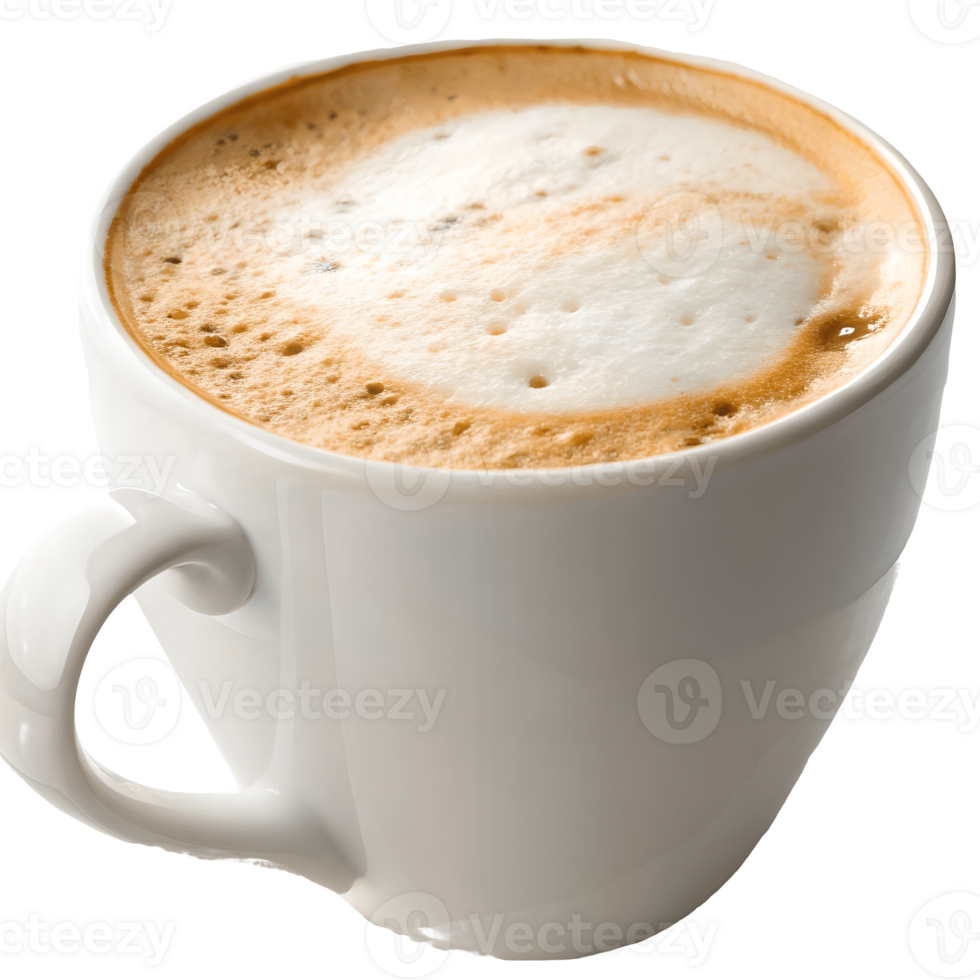 Steaming Cappuccino in White Mug on Black Backdrop, Coffee Break, Morning Beverage, Warm and Inviting Transparent Background png