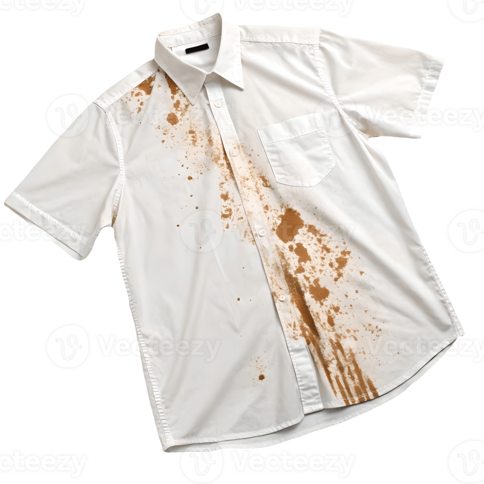 Stained White Shirt on Black Backdrop, Messy, Disheveled Clothing, Fashion Mishap, Casual Wear, Dirty Apparel, Unkempt Appearance Transparent Background png