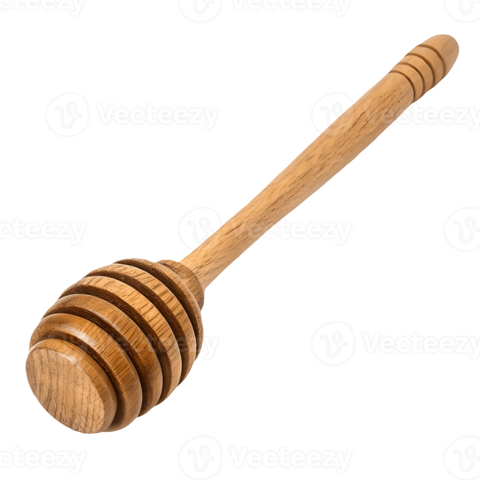 Wooden Honey Dipper on Honey Stick Tool, Natural Texture, Kitchen Utensil, Food Photography, Rustic Style Transparent Background png