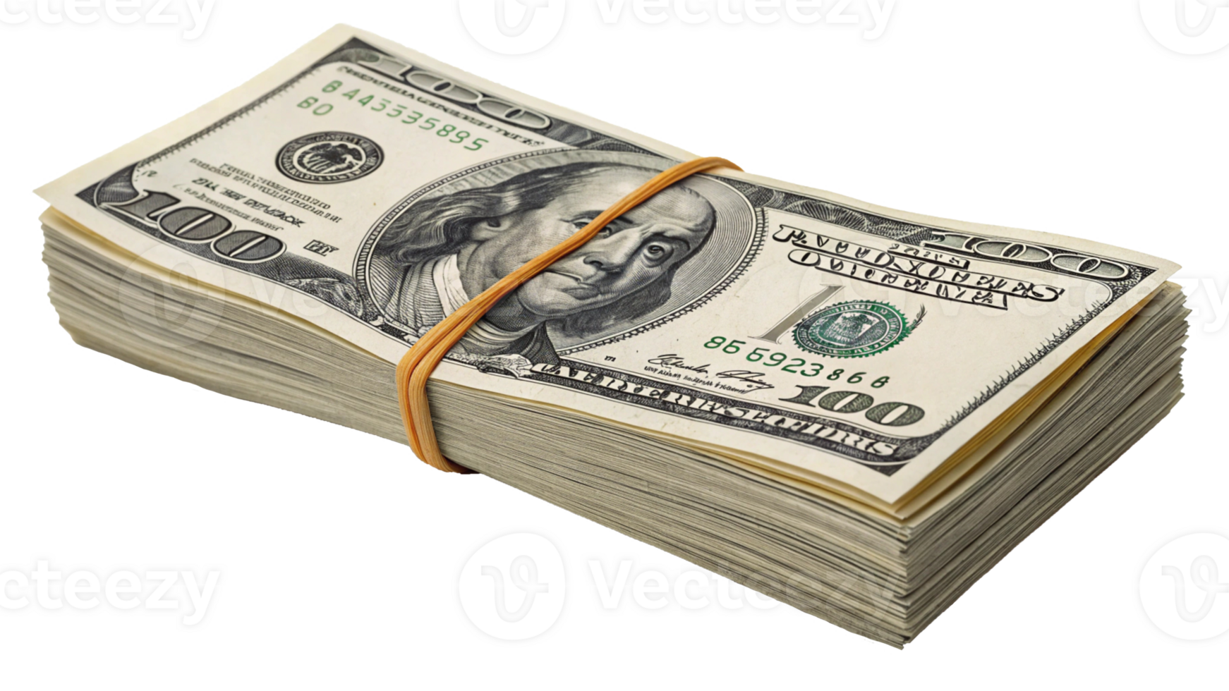 100 Dollars Transparent Background a bundle of money on a white background png
