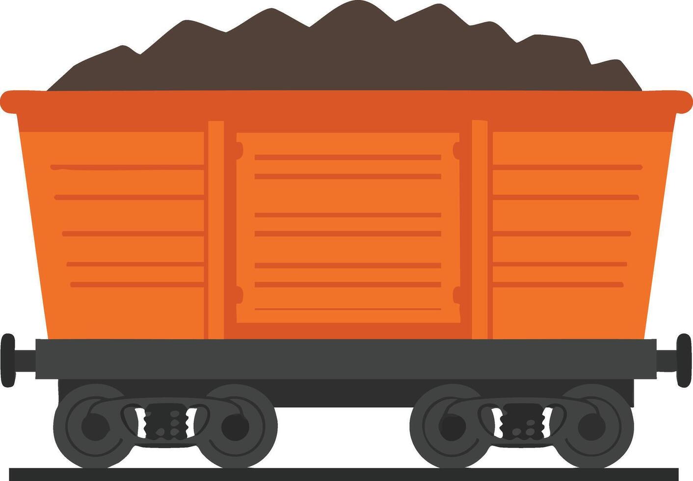 Coal Freight Train Car Loaded with Black Coal Illustration for Industrial Transport Design vector
