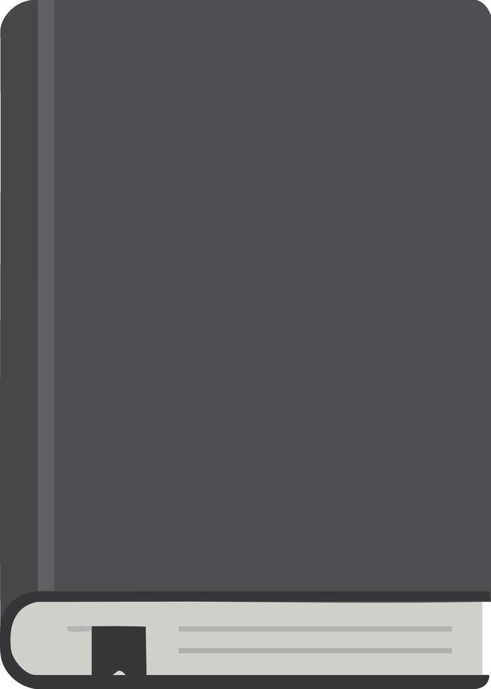 Closed dark gray book illustration with bookmark and visible pages design vector