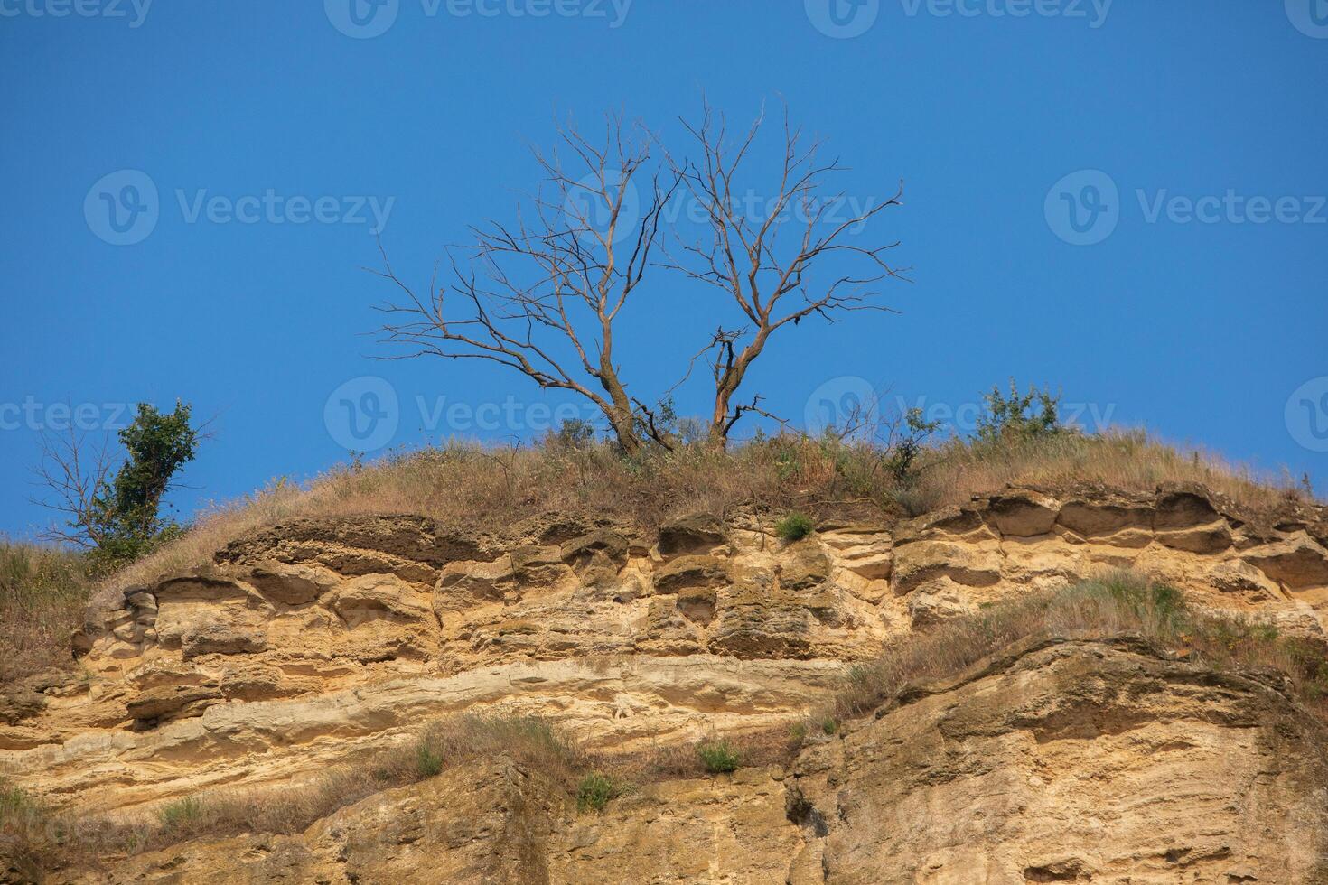 Rocky cliff on the bank of the Nistru, Moldova photo