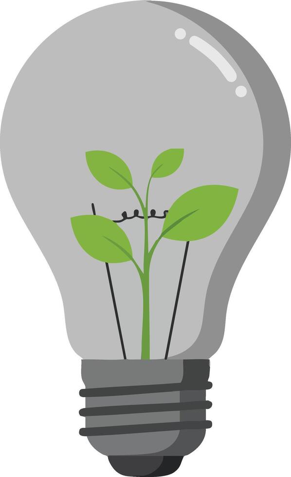 Light bulb with green plant inside representing eco friendly energy and sustainable environment concept illustration vector