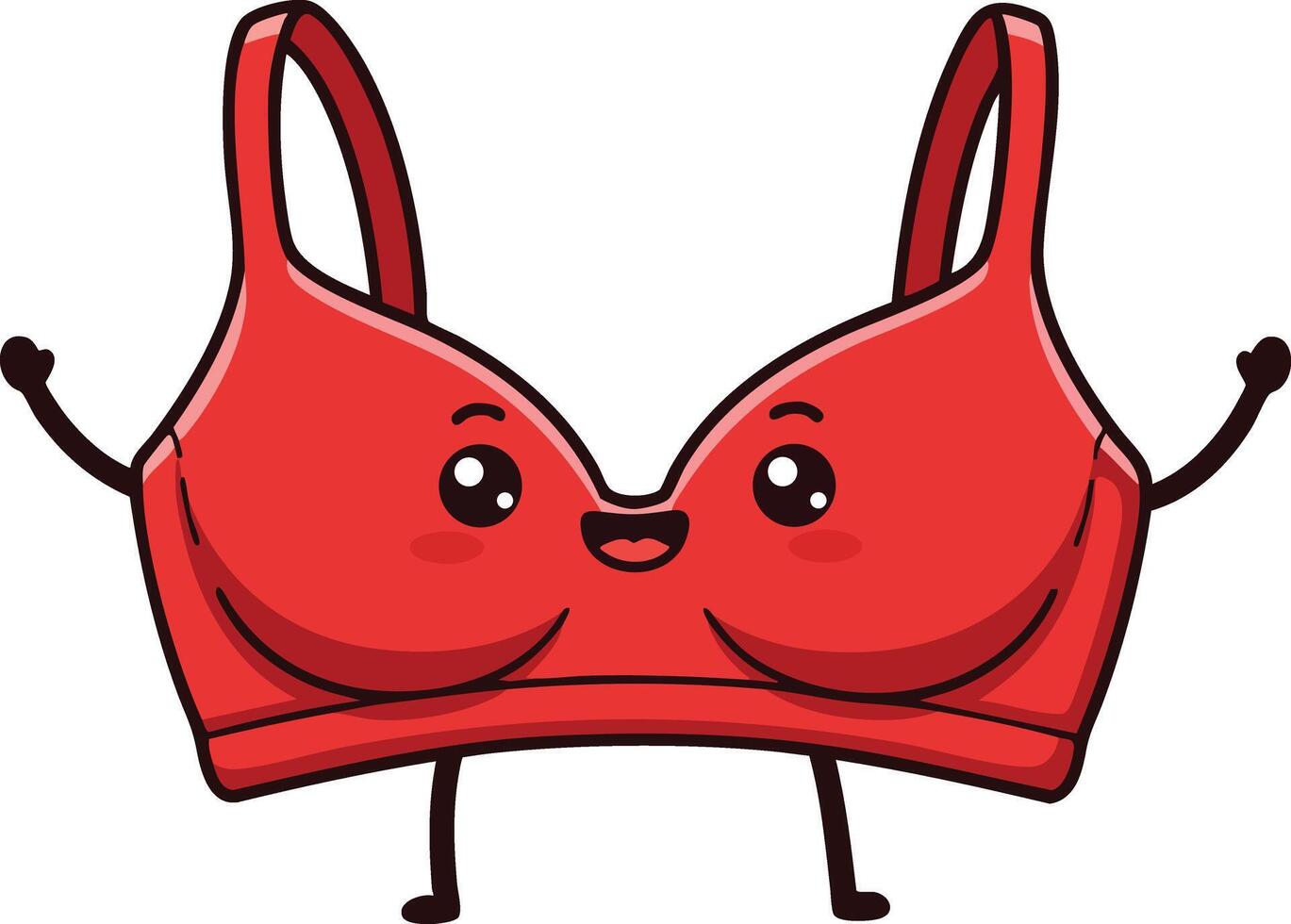 Red Cute Bra Cartoon Character Smiling and Waving with Happy Expression Illustration vector
