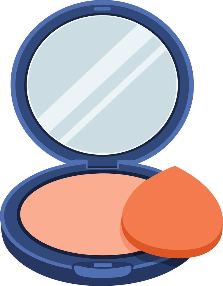 Compact powder makeup with mirror and applicator sponge for cosmetic beauty routine and skin care essentials illustration vector