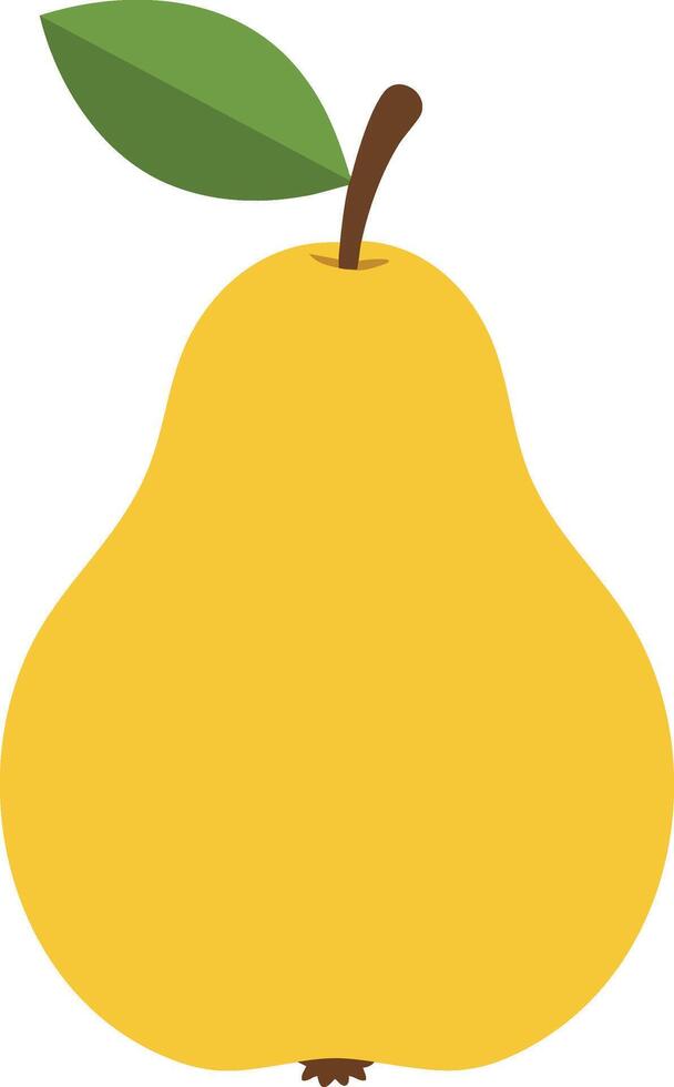 Yellow pear fruit with green leaf simple flat icon design for healthy nutrition and natural food concept vector