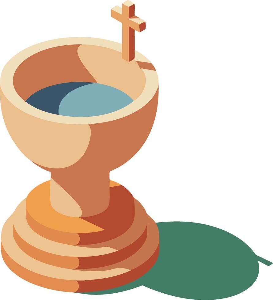 Chalice with water and cross symbol religious communion cup illustration design vector