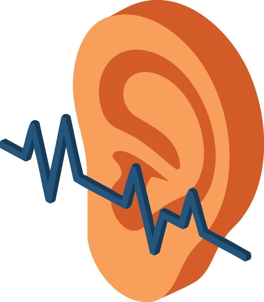Ear with hearing sound wave icon representing audio perception and hearing health concept illustration vector