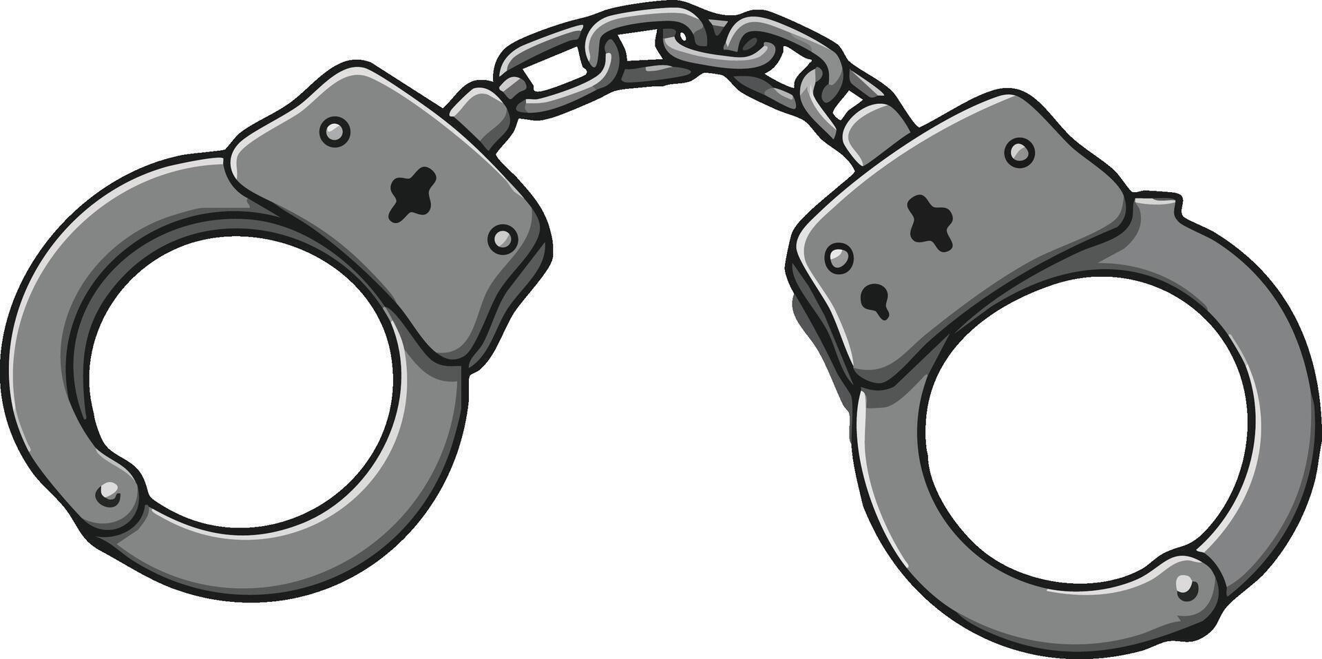 Handcuffs illustration of metallic police restraint tool for security and law enforcement use in crime prevention vector