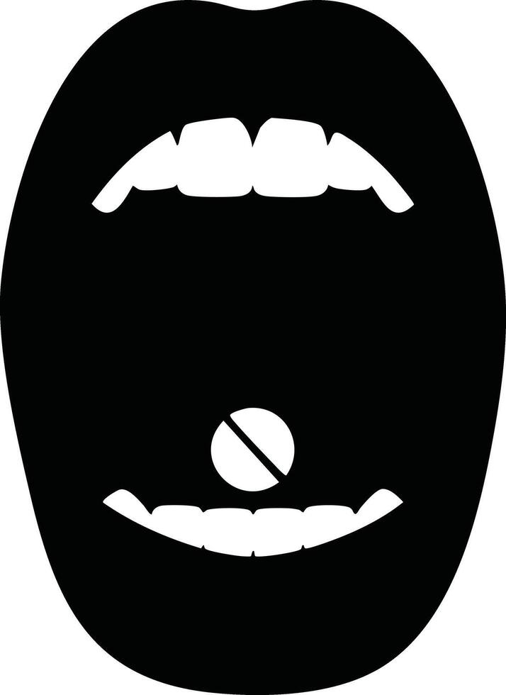 Open mouth with pill inside icon medical health symbol illustration vector
